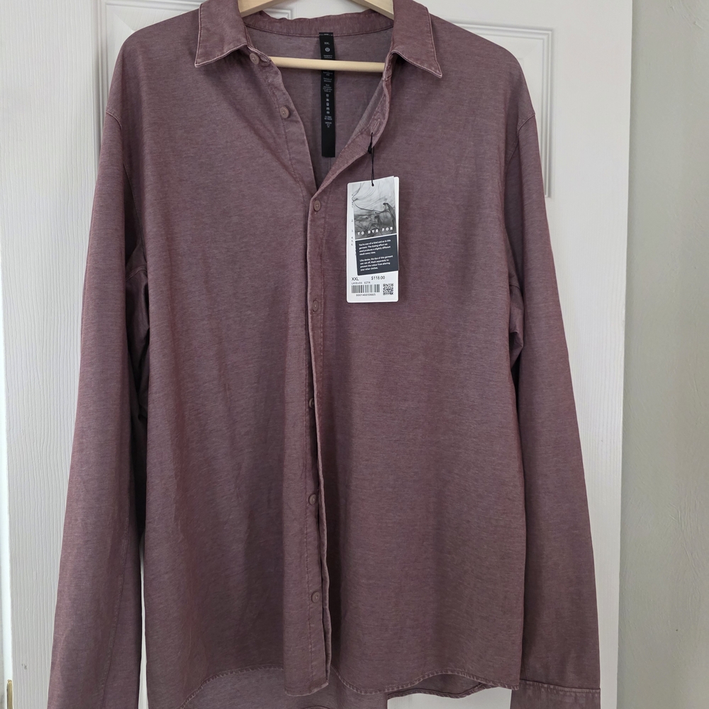 Lululemon Men’s Commission Long Sleeve Button *Wash SZ XXL Enzyme Rose EZTR red